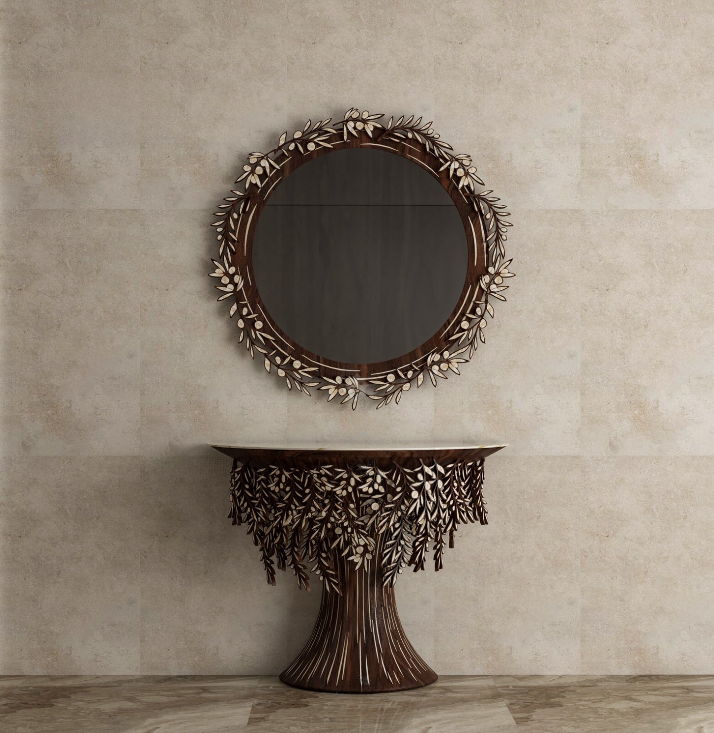 Verdant Elegance Ensemble Set: Console & Mirror